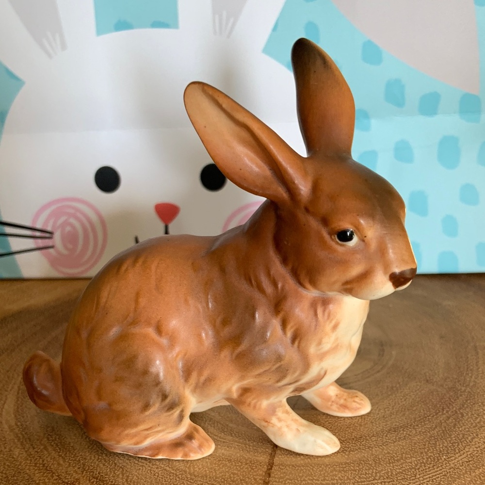 Vintage Lefton Brown and Cream Rabbit Figurine H6664